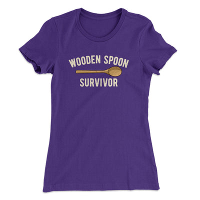 Wooden Spoon Survivor Women's T-Shirt Purple Rush | Funny Shirt from Famous In Real Life