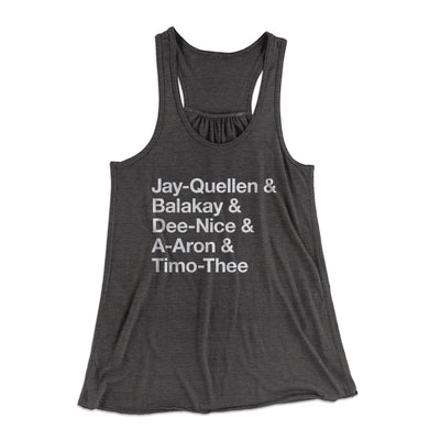 Substitute Teacher Names Women's Flowey Tank Top Dark Grey Heather | Funny Shirt from Famous In Real Life