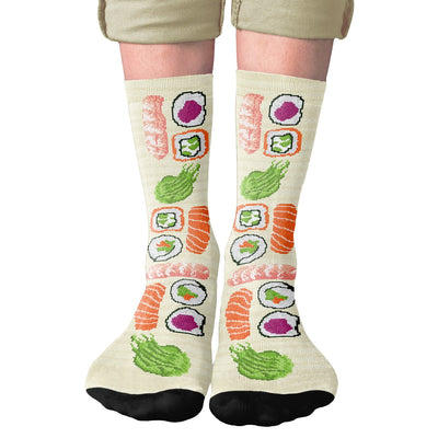 Sushi 8-Bit Adult Crew Socks | Funny Shirt from Famous In Real Life