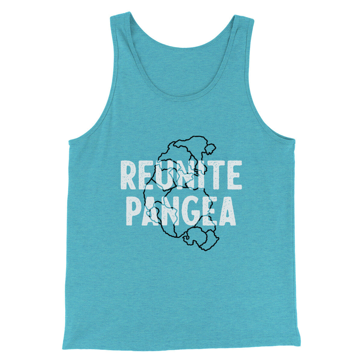 Reunite Pangea Men/Unisex Tank Top Aqua Triblend | Funny Shirt from Famous In Real Life