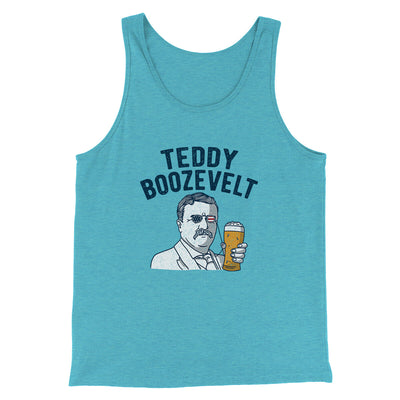 Teddy Boozevelt Men/Unisex Tank Top Aqua Triblend | Funny Shirt from Famous In Real Life