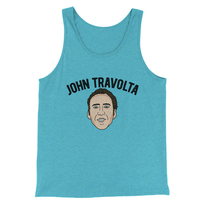 John Travolta Funny Movie Men/Unisex Tank Top Aqua Triblend | Funny Shirt from Famous In Real Life