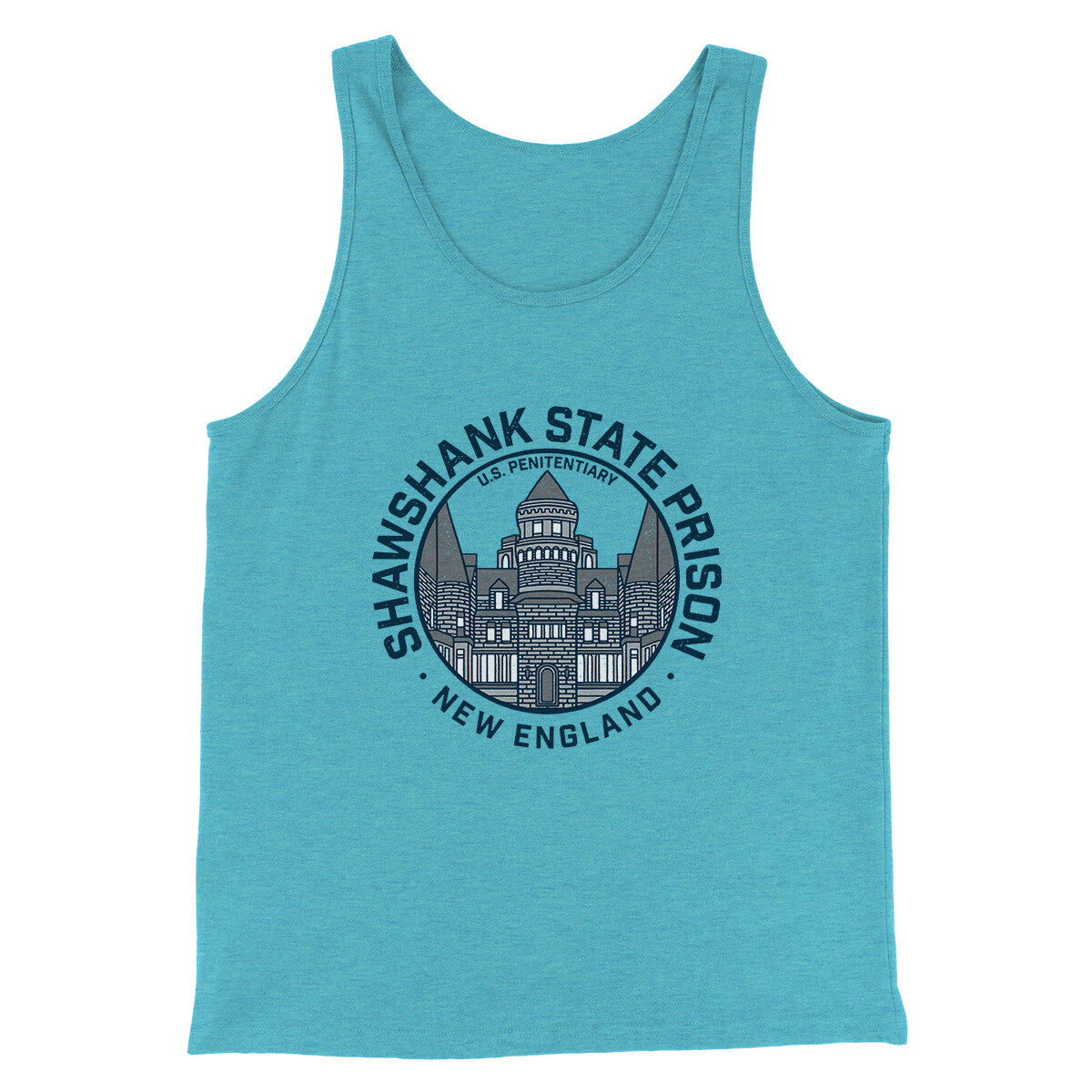 Shawshank State Prison Funny Movie Men/Unisex Tank Top Aqua Triblend | Funny Shirt from Famous In Real Life