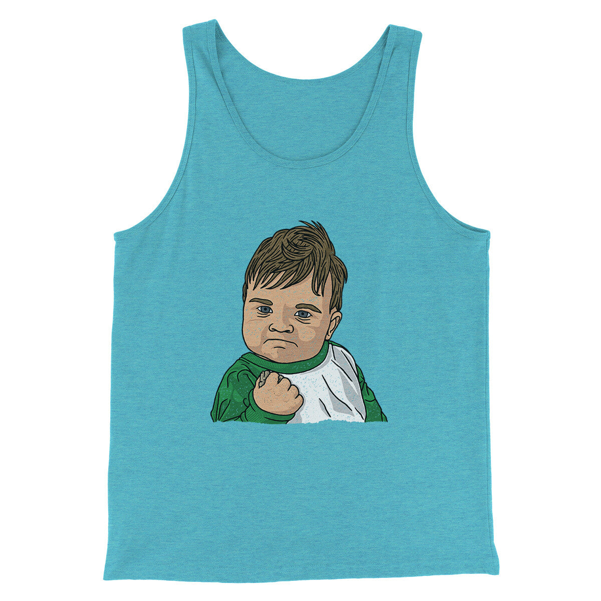 Success Kid Meme Funny Men/Unisex Tank Top Aqua Triblend | Funny Shirt from Famous In Real Life