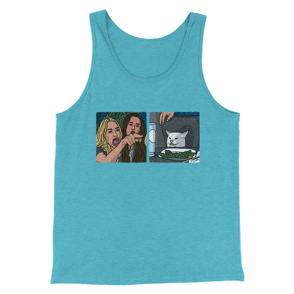 Woman Yelling At A Cat Meme Funny Men/Unisex Tank Top | Funny Shirt from Famous In Real Life