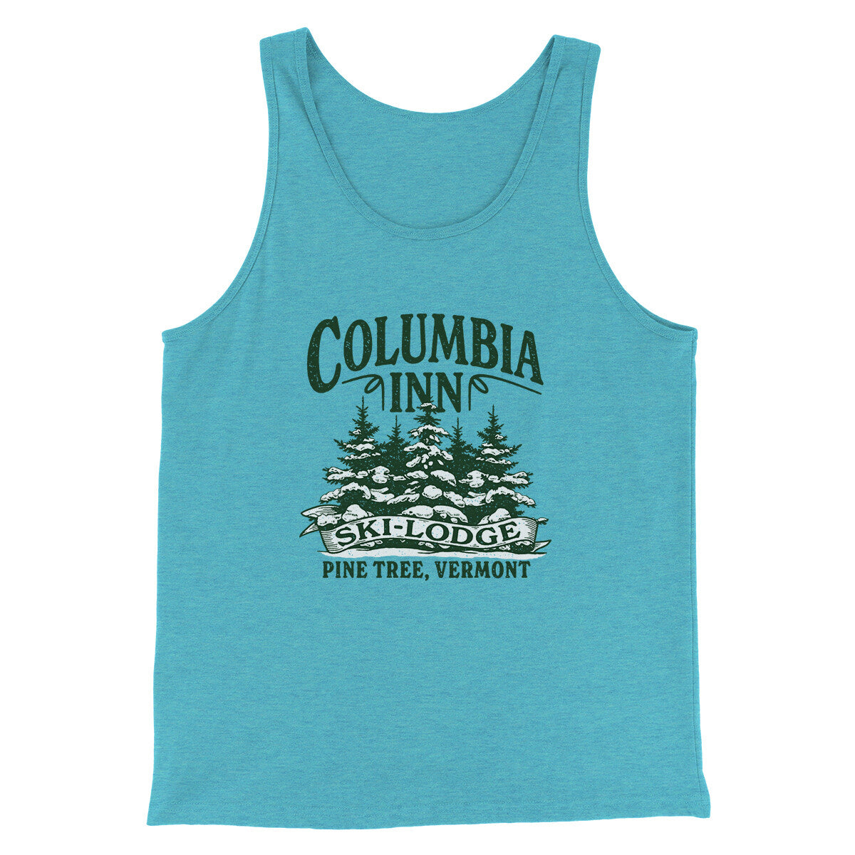 Columbia Inn Men/Unisex Tank Top Aqua Triblend | Funny Shirt from Famous In Real Life