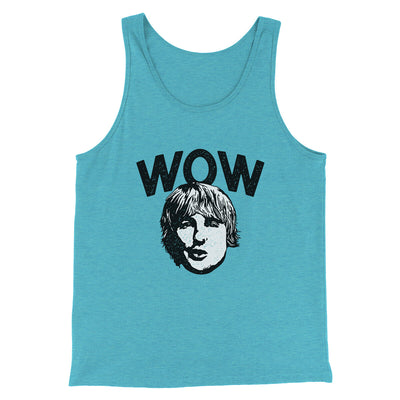 Wow Funny Movie Men/Unisex Tank Top Aqua Triblend | Funny Shirt from Famous In Real Life