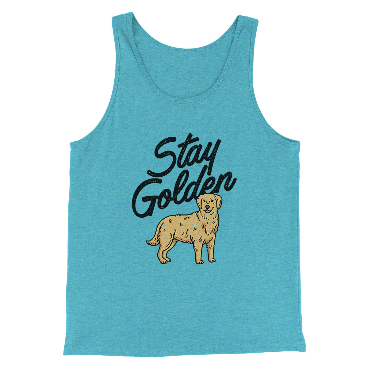 Stay Golden Men/Unisex Tank Top Aqua Triblend | Funny Shirt from Famous In Real Life