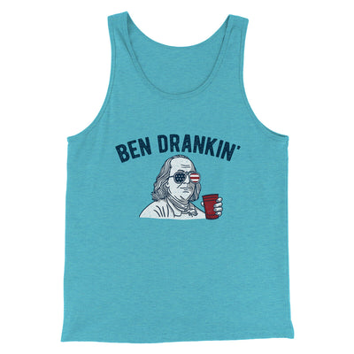 Ben Drankin Men/Unisex Tank Top Aqua Triblend | Funny Shirt from Famous In Real Life