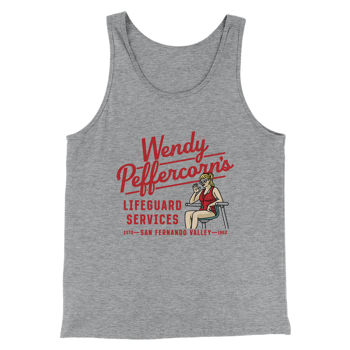 Wendy Peffercorn’s Lifeguard Services Men/Unisex Tank Top Athletic Heather | Funny Shirt from Famous In Real Life