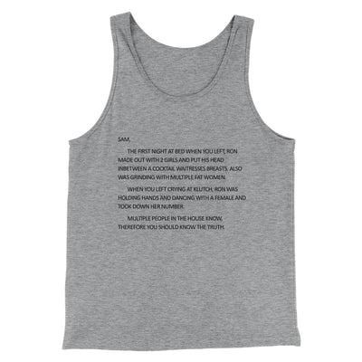 Letter To Sam Men/Unisex Tank Top Athletic Heather | Funny Shirt from Famous In Real Life