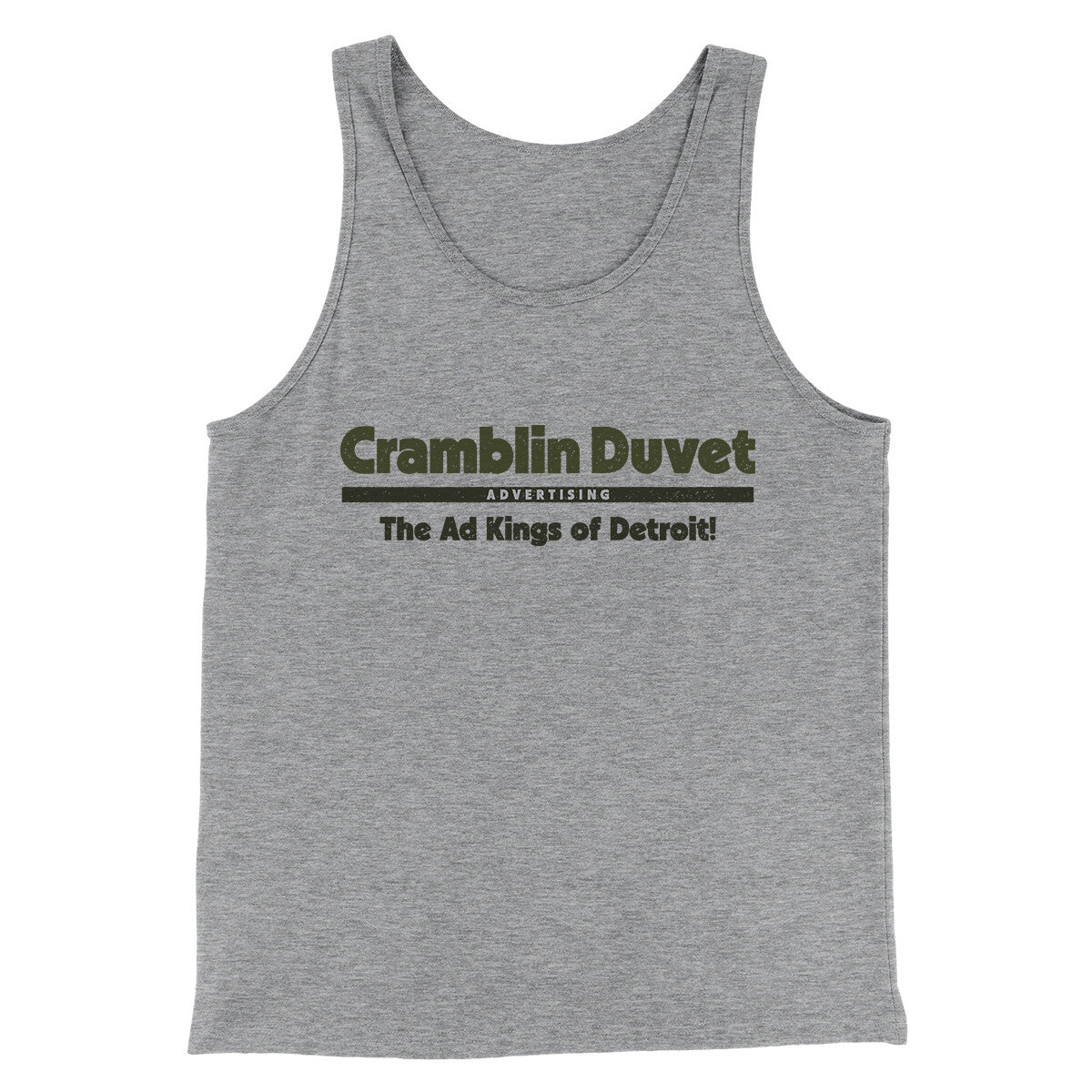 Cramblin Duvet Advertising Men/Unisex Tank Top Athletic Heather | Funny Shirt from Famous In Real Life