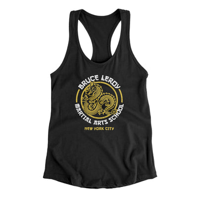 Bruce Leroy Martial Arts School Women's Racerback Tank Black | Funny Shirt from Famous In Real Life