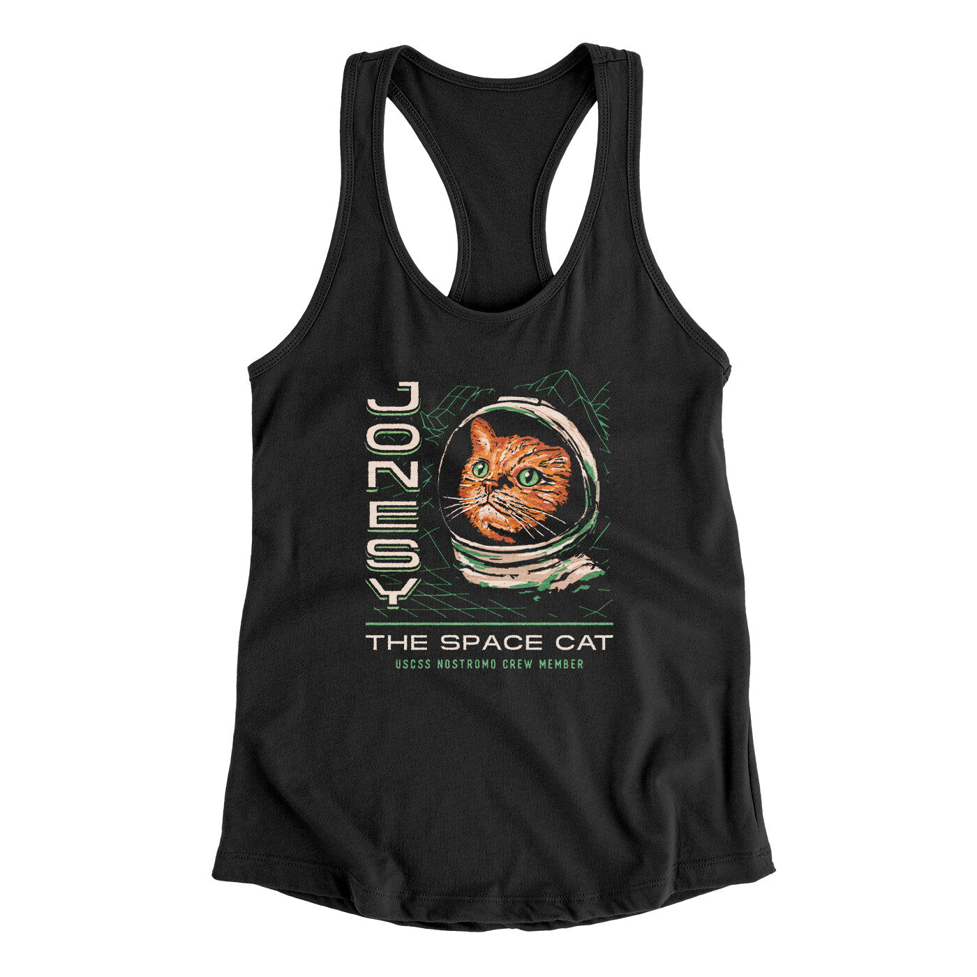 Jonesy The Space Cat Women's Racerback Tank Black | Funny Shirt from Famous In Real Life