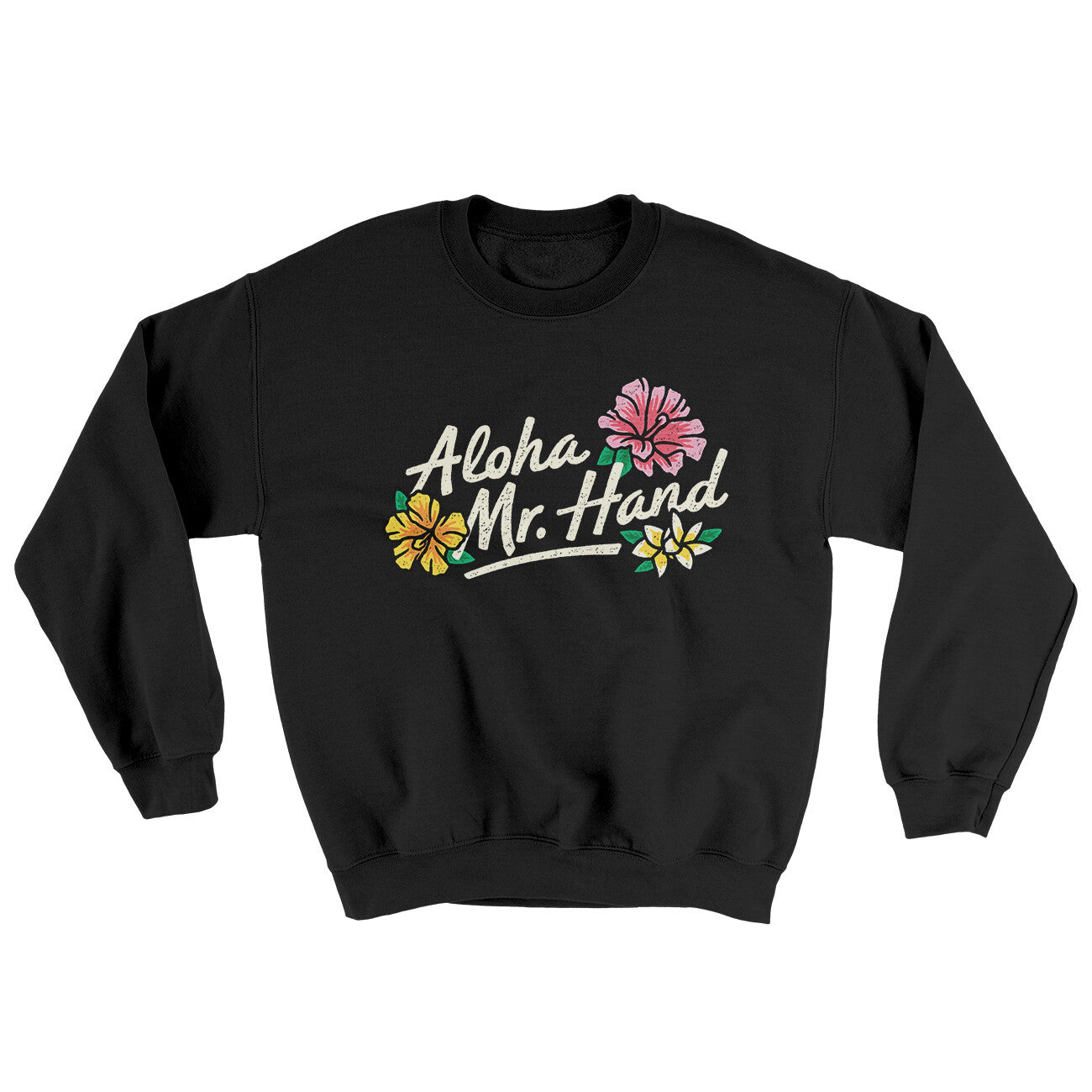 Aloha Mr. Hand Ugly Sweater Black | Funny Shirt from Famous In Real Life