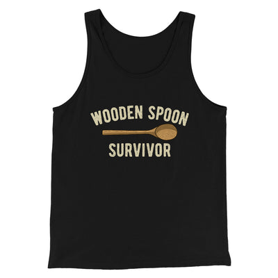 Wooden Spoon Survivor Men/Unisex Tank Top Black | Funny Shirt from Famous In Real Life