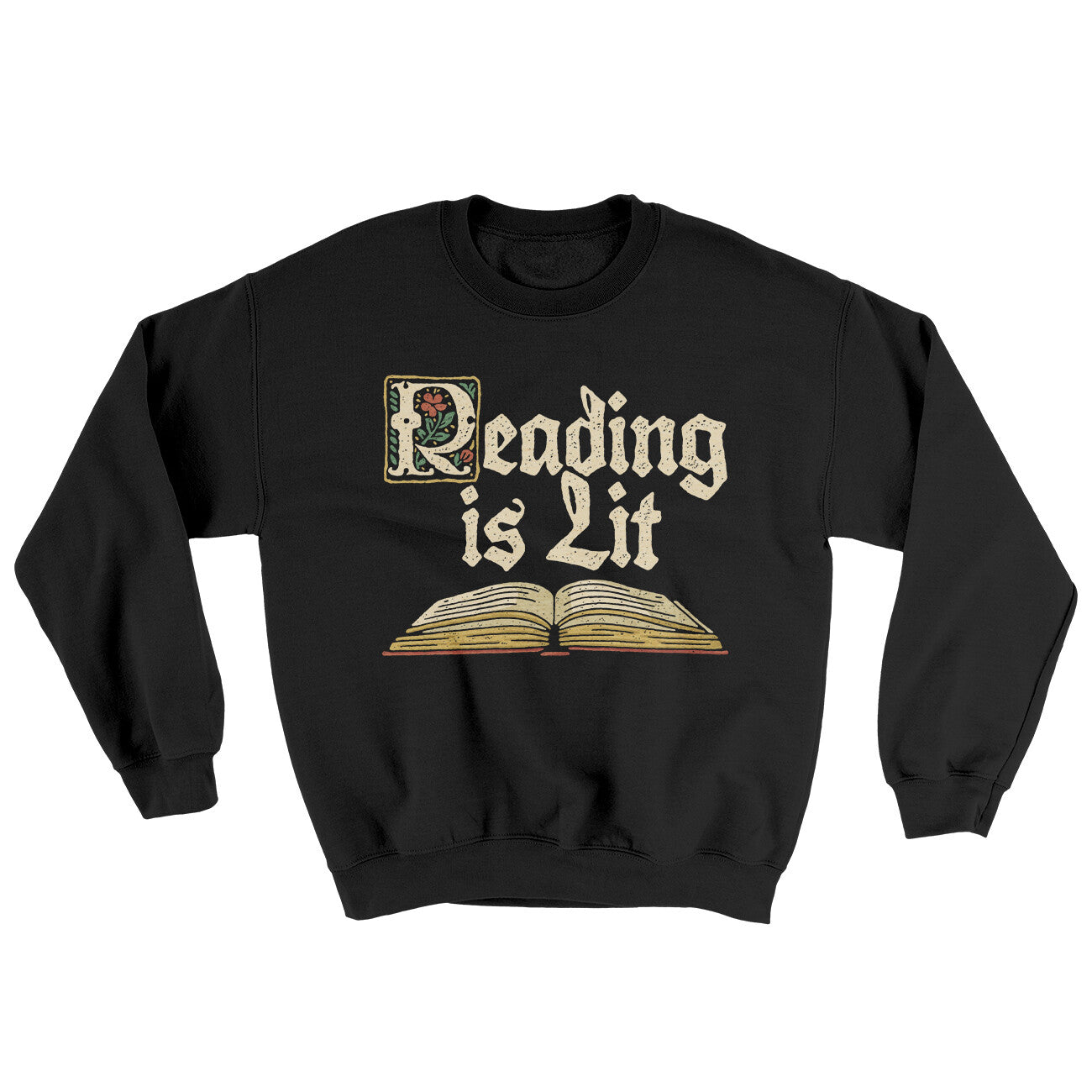 Reading Is Lit Ugly Sweater Black | Funny Shirt from Famous In Real Life