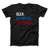 Beer, Barbecue, Fireworks Men/Unisex T-Shirt Black | Funny Shirt from Famous In Real Life
