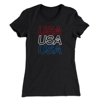 Usa Usa Usa Women's T-Shirt Black | Funny Shirt from Famous In Real Life