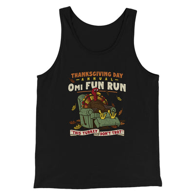 Thanksgiving Day Annual 0Mi Fun Run Funny Thanksgiving Men/Unisex Tank Top Black | Funny Shirt from Famous In Real Life
