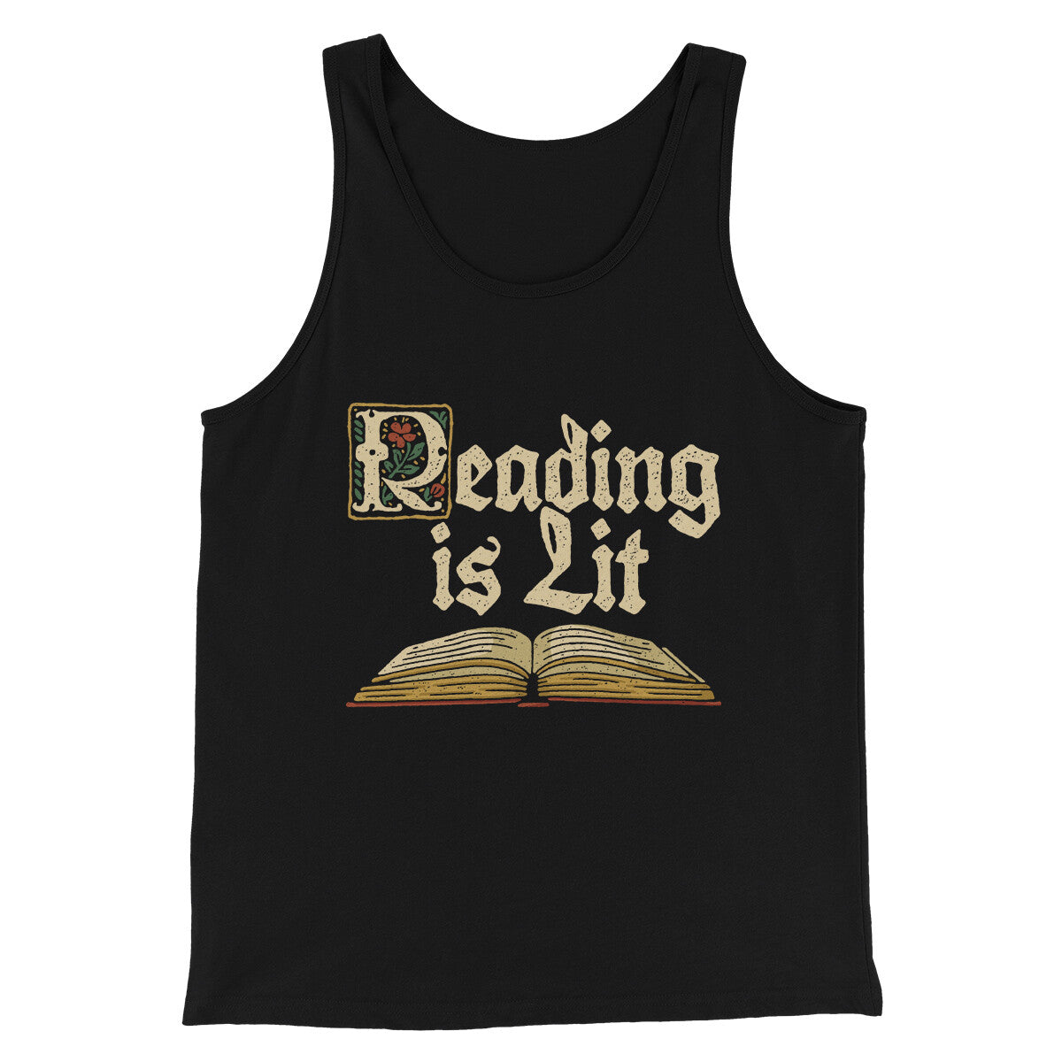 Reading Is Lit Men/Unisex Tank Top Black | Funny Shirt from Famous In Real Life