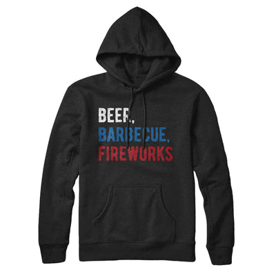 Beer, Barbecue, Fireworks Hoodie Black | Funny Shirt from Famous In Real Life
