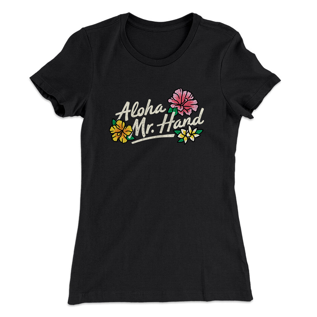 Aloha Mr. Hand Women's T-Shirt Black | Funny Shirt from Famous In Real Life
