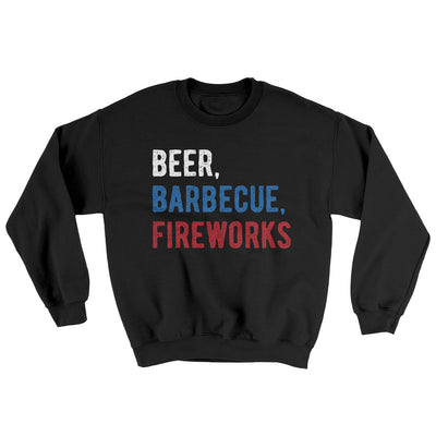 Beer, Barbecue, Fireworks Ugly Sweater Black | Funny Shirt from Famous In Real Life