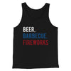 Beer, Barbecue, Fireworks Men/Unisex Tank Top Black | Funny Shirt from Famous In Real Life