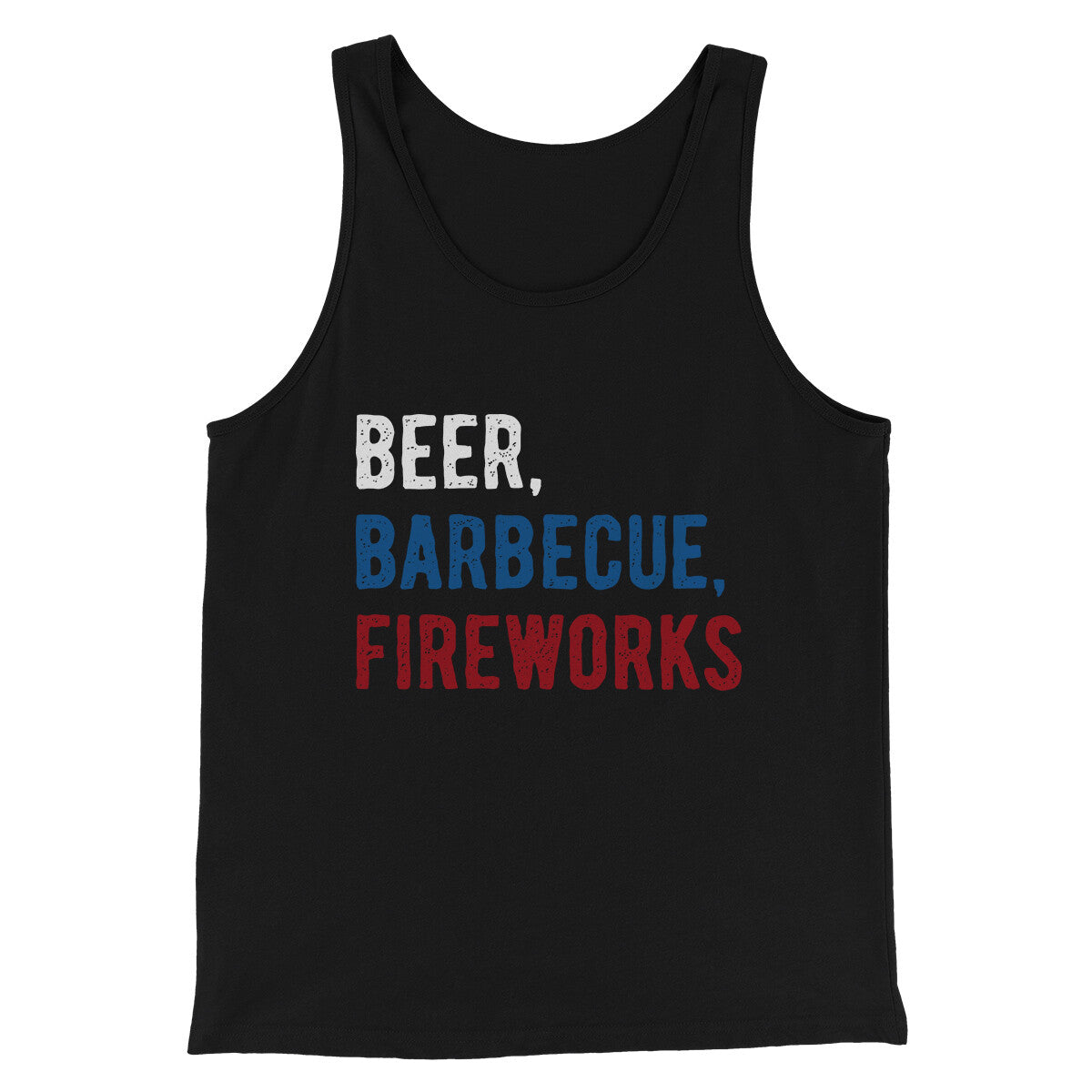 Beer, Barbecue, Fireworks Men/Unisex Tank Top Black | Funny Shirt from Famous In Real Life