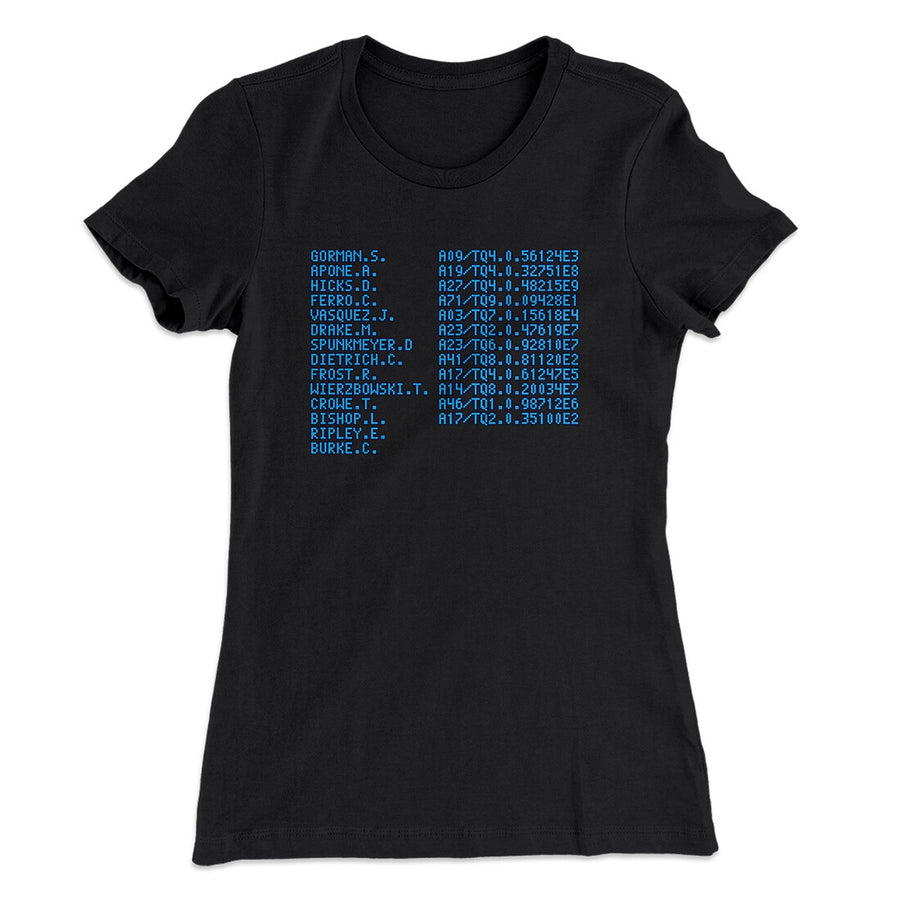 Uss Sulaco Crew List Women's T-Shirt Black | Funny Shirt from Famous In Real Life