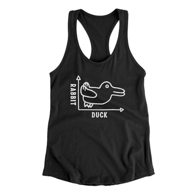 Rabbit Duck Graph Women's Racerback Tank Black | Funny Shirt from Famous In Real Life