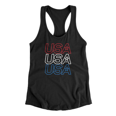 Usa Usa Usa Women's Racerback Tank Black | Funny Shirt from Famous In Real Life