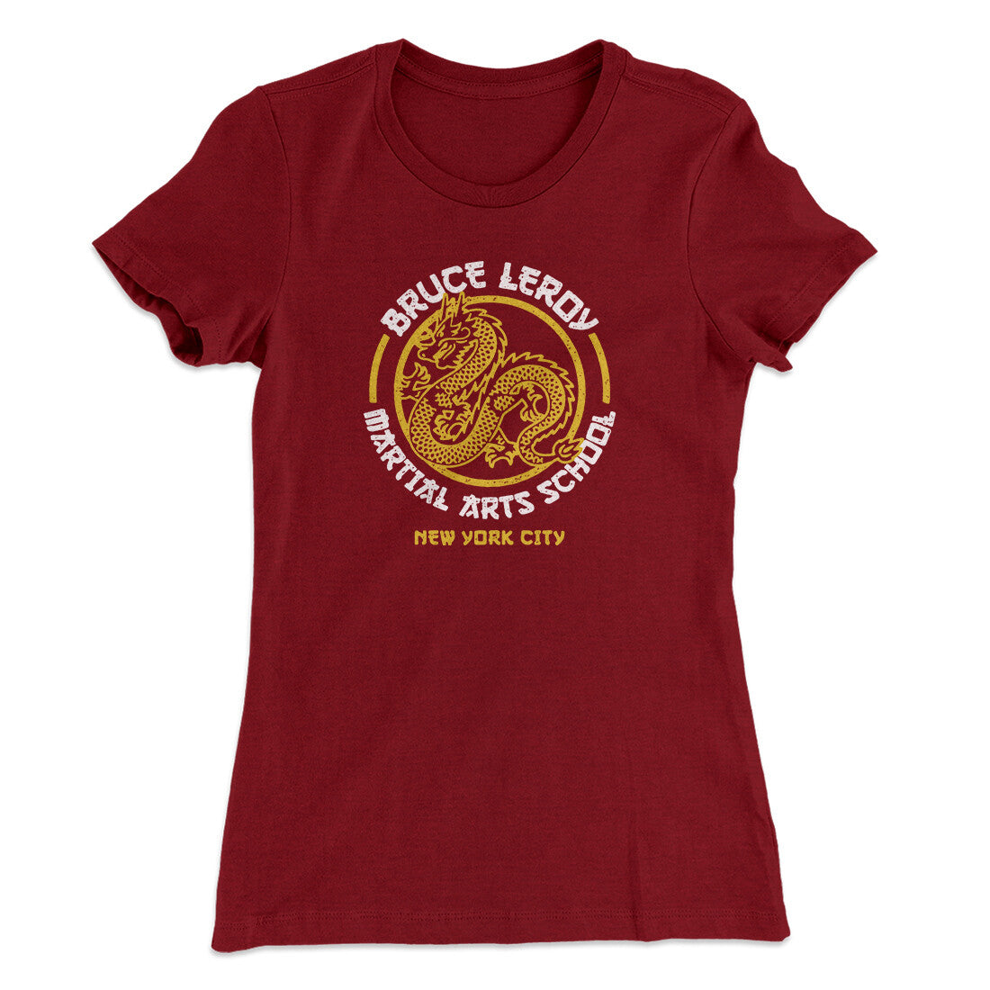 Bruce Leroy Martial Arts School Women's T-Shirt Cardinal | Funny Shirt from Famous In Real Life