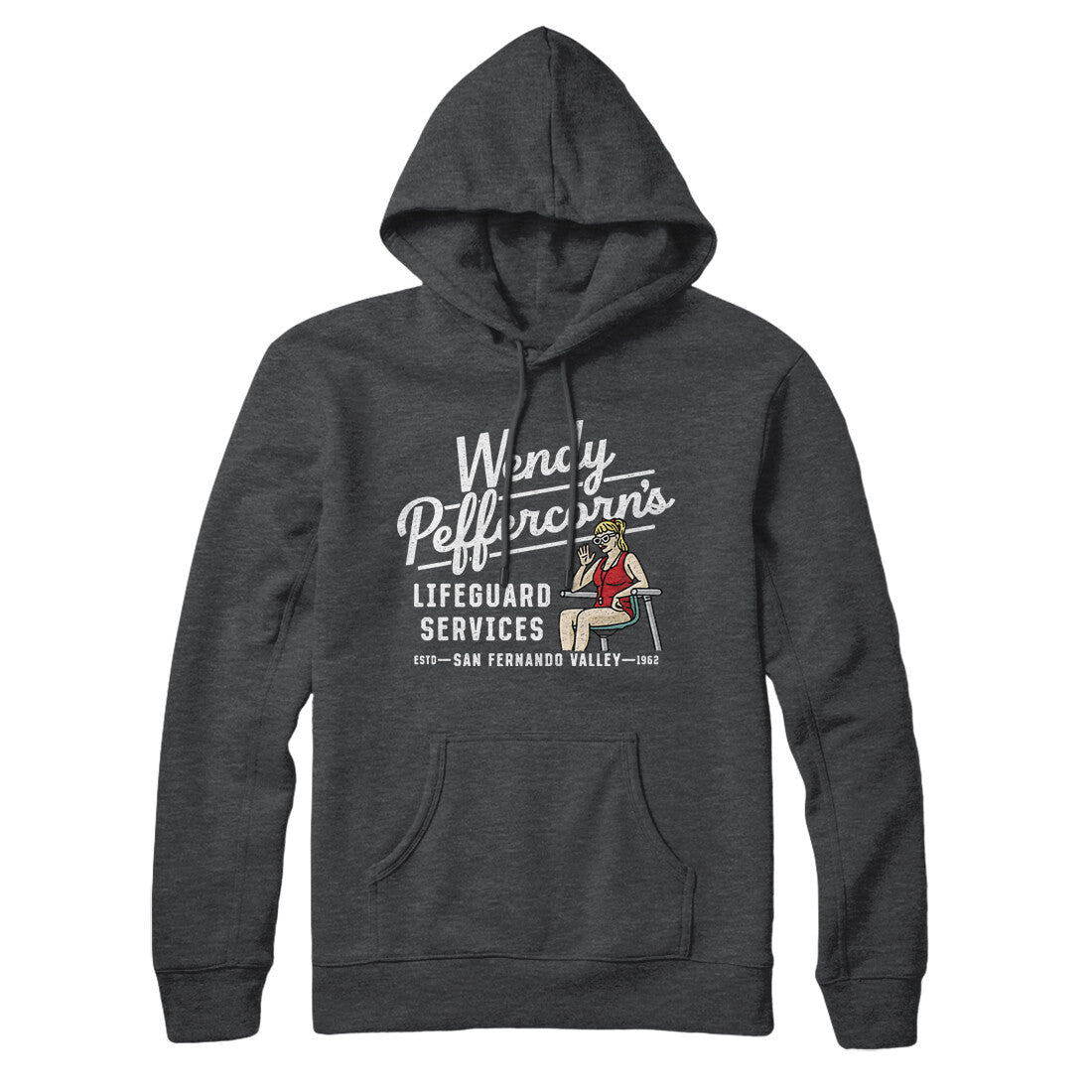 Wendy Peffercorn’s Lifeguard Services Hoodie Charcoal Heather | Funny Shirt from Famous In Real Life