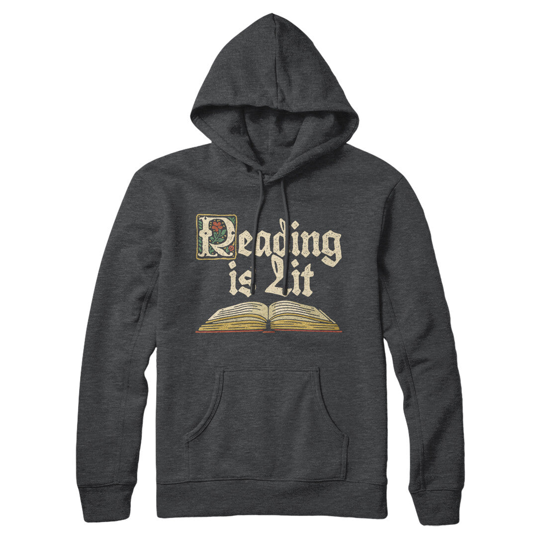 Reading Is Lit Hoodie Charcoal Heather | Funny Shirt from Famous In Real Life