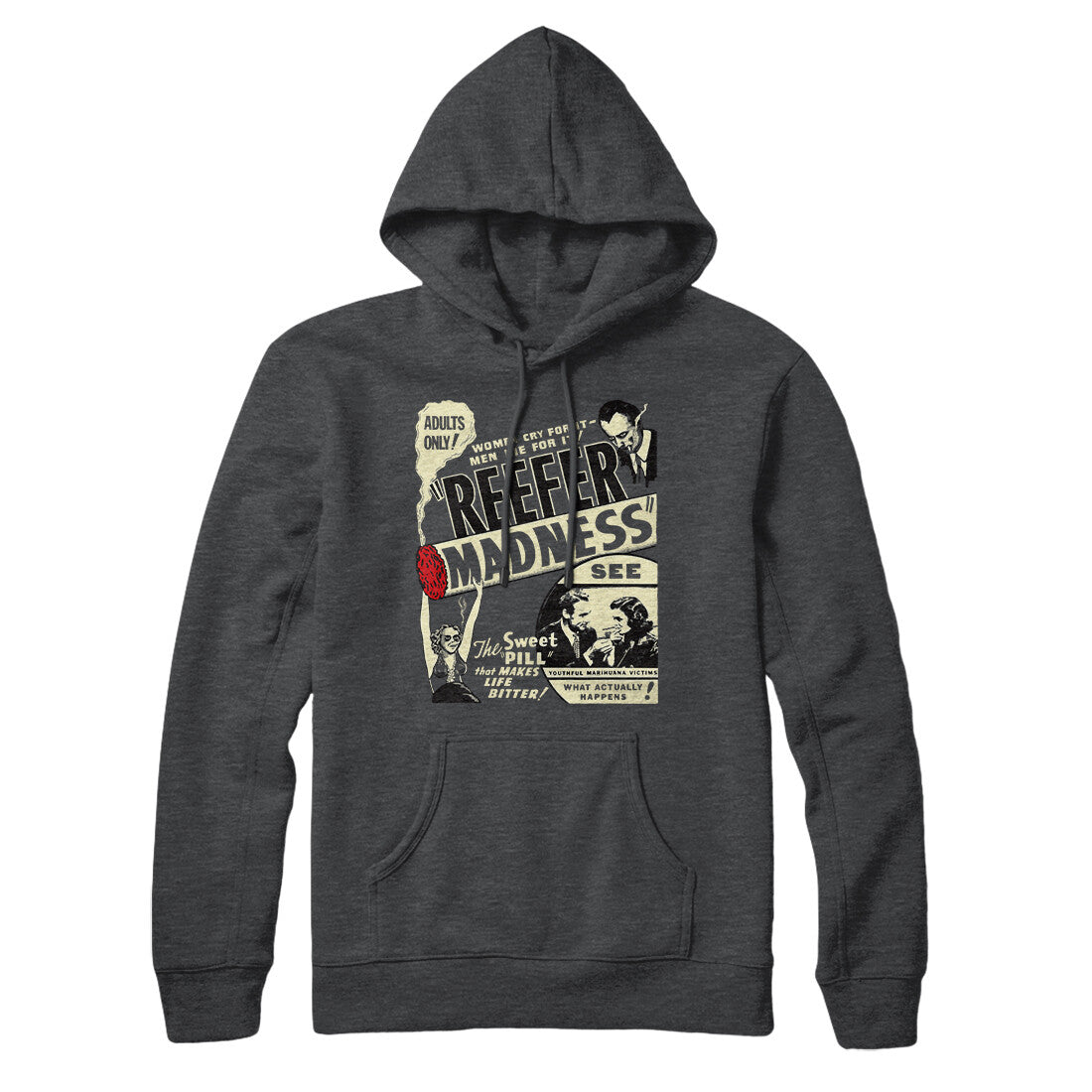 Reefer Madness Hoodie Charcoal Heather | Funny Shirt from Famous In Real Life