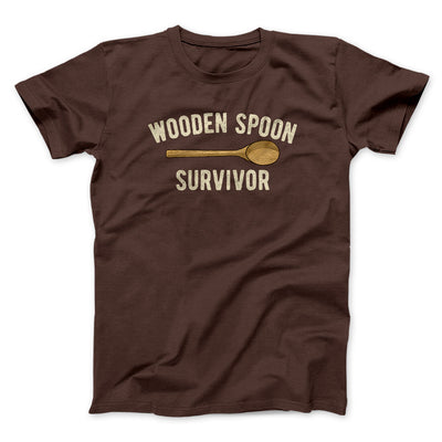 Wooden Spoon Survivor Men/Unisex T-Shirt Dark Chocolate | Funny Shirt from Famous In Real Life