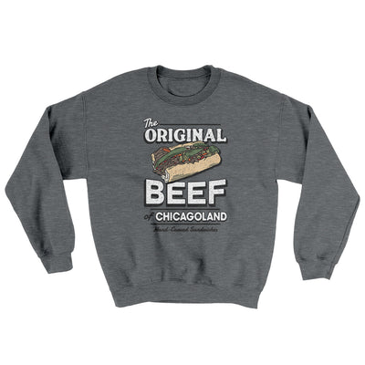 The Original Beef Of Chicagoland Ugly Sweater Graphite Heather | Funny Shirt from Famous In Real Life