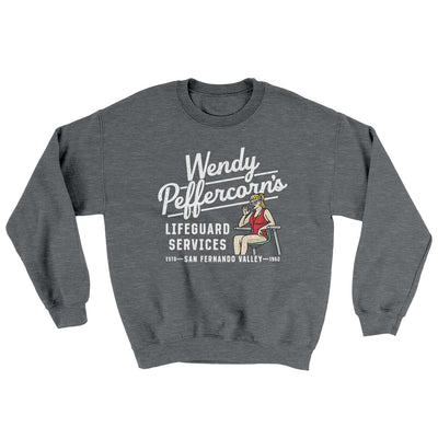 Wendy Peffercorn’s Lifeguard Services Ugly Sweater Graphite Heather | Funny Shirt from Famous In Real Life