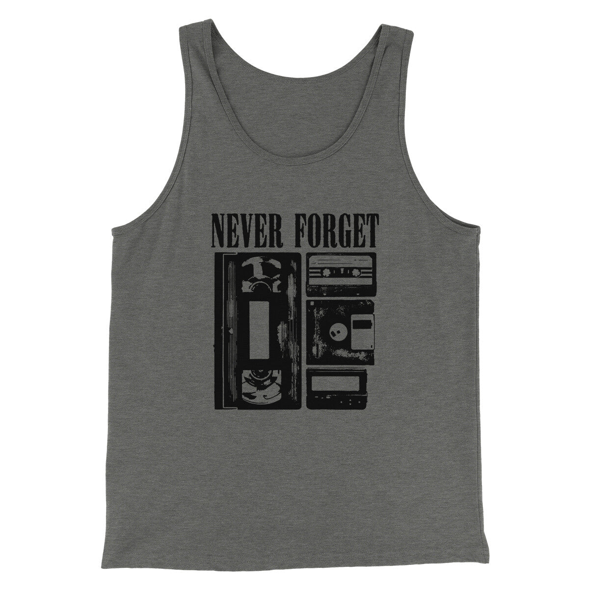 Never Forget Funny Movie Men/Unisex Tank Top Grey TriBlend | Funny Shirt from Famous In Real Life