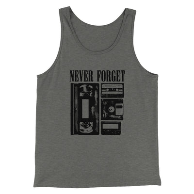 Never Forget Funny Movie Men/Unisex Tank Top Grey TriBlend | Funny Shirt from Famous In Real Life