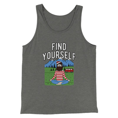 Find Yourself Men/Unisex Tank Top Grey TriBlend | Funny Shirt from Famous In Real Life