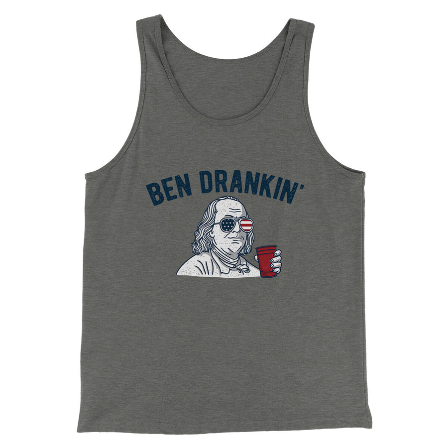 Ben Drankin Men/Unisex Tank Top Grey TriBlend | Funny Shirt from Famous In Real Life