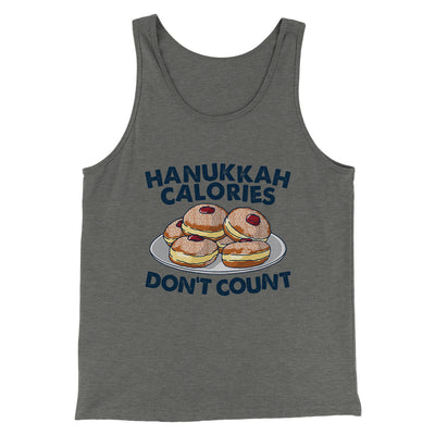 Hanukkah Calories Don't Count Funny Hanukkah Men/Unisex Tank Top Grey TriBlend | Funny Shirt from Famous In Real Life