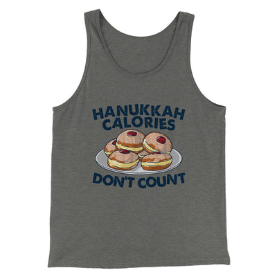 Hanukkah Calories Don't Count Funny Hanukkah Men/Unisex Tank Top Grey TriBlend | Funny Shirt from Famous In Real Life