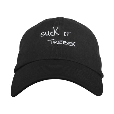 Suck It Trebek Dad Hat Black | Funny Shirt from Famous In Real Life