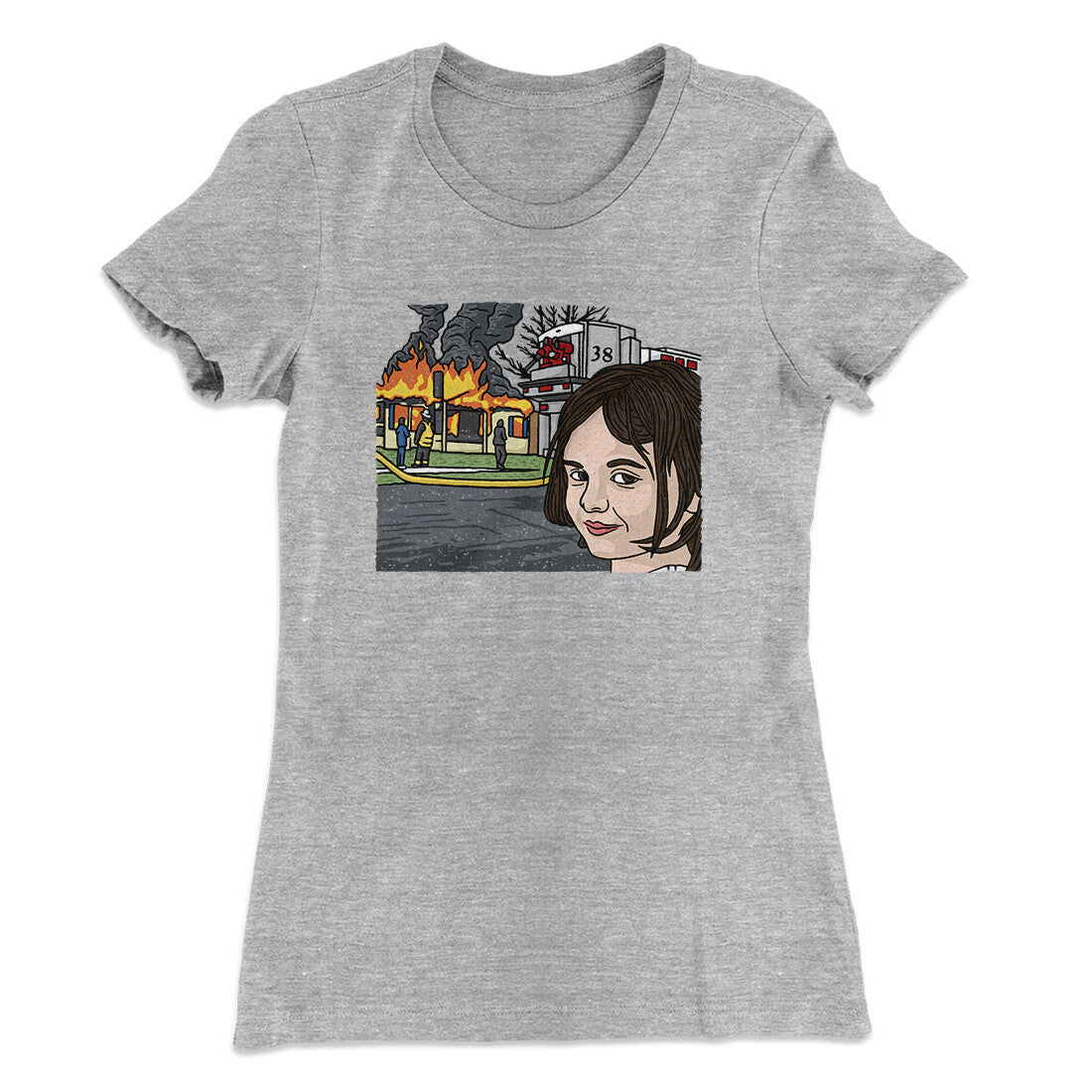 Disaster Girl Meme Funny Women's T-Shirt Heather Grey | Funny Shirt from Famous In Real Life