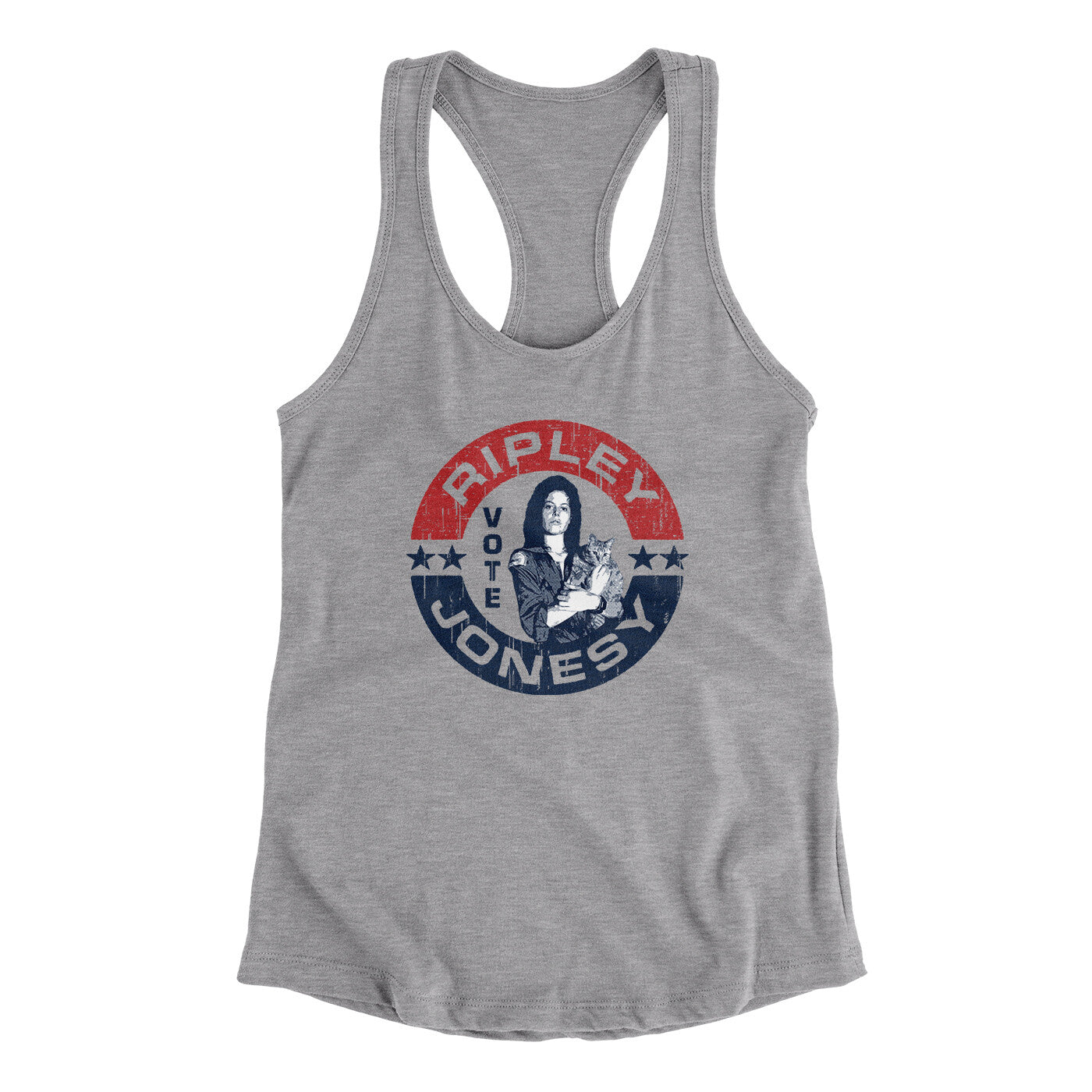 Vote Ripley Jonesy Women's Racerback Tank Heather Grey | Funny Shirt from Famous In Real Life