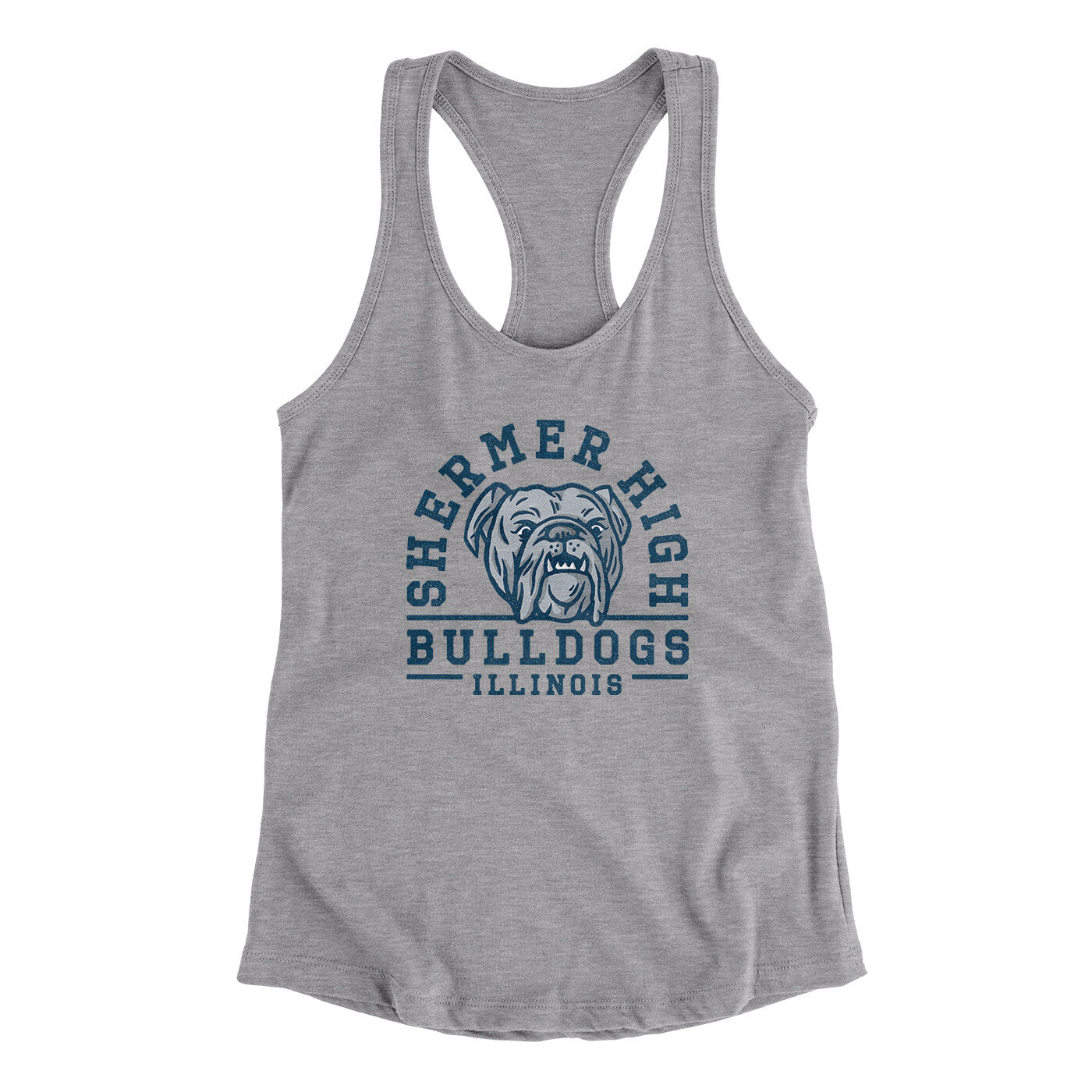 Shermer High Bulldogs Women's Racerback Tank Heather Grey | Funny Shirt from Famous In Real Life
